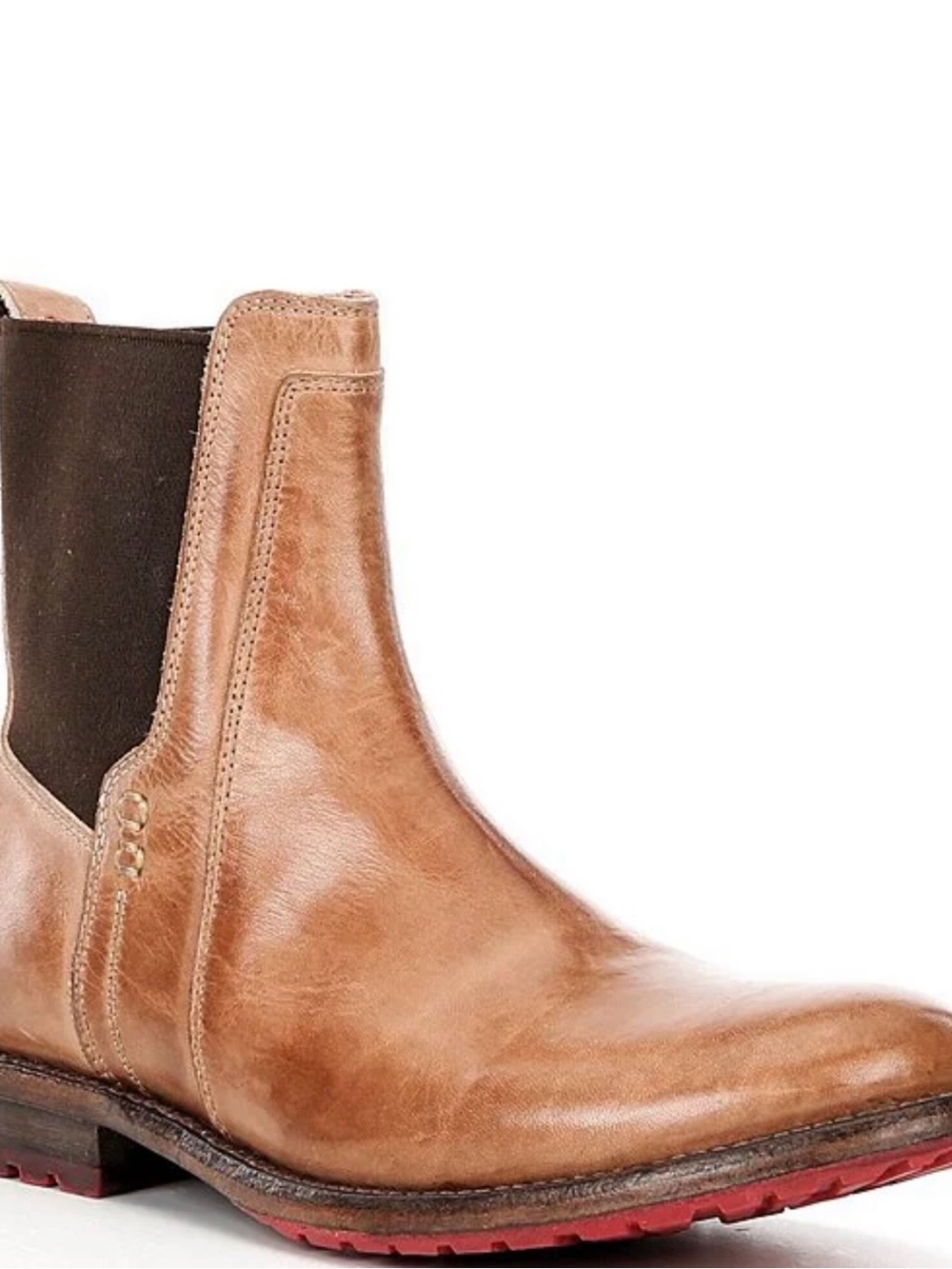 Bed Stu Tan Leather Chelsea Boot with Red Sole